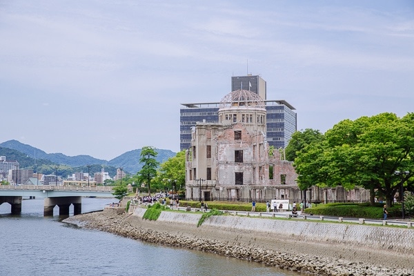 view of atomic bomb dome from across the river | JustOneCookbook.com