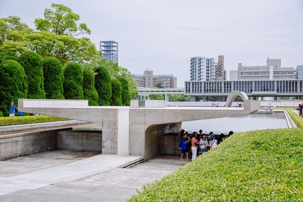 view of peace flame and Hiroshima Peace Memorial Museum | JustOneCookbook.com