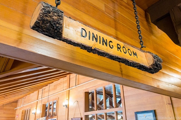 dining room sign inside Bryce Canyon Lodge - Bryce Canyon National Park Travel Guide | justonecookbook.com