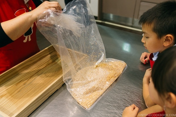 children learning how soy sauce is made at Kikkoman Factory in Noda Japan | justonecookbook.com