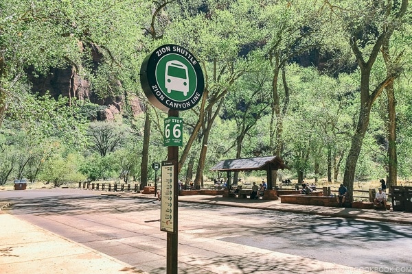 Zion shuttle stop 6 The Grotto on Canyon Line - Zion National Park Travel Guide | justonecookbook.com