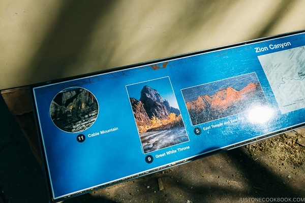 location name and image on model of Zion Canyon at visitor center - Zion National Park Travel Guide | justonecookbook.com