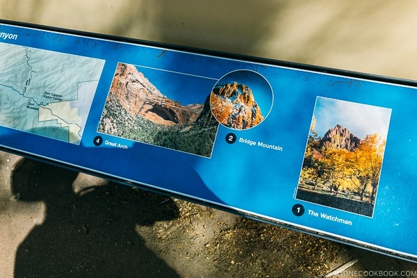 location name and image on model of Zion Canyon at visitor center - Zion National Park Travel Guide | justonecookbook.com