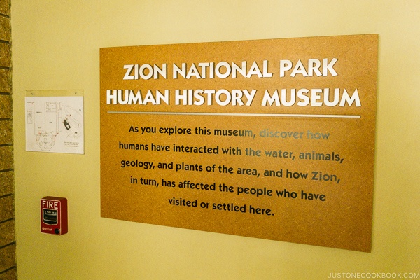 sign of Zion National Park Human History Museum - Zion National Park Travel Guide | justonecookbook.com