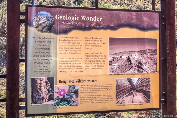 Geologic Wonder sign on the way to Wire Pass trail | justonecookbook.com