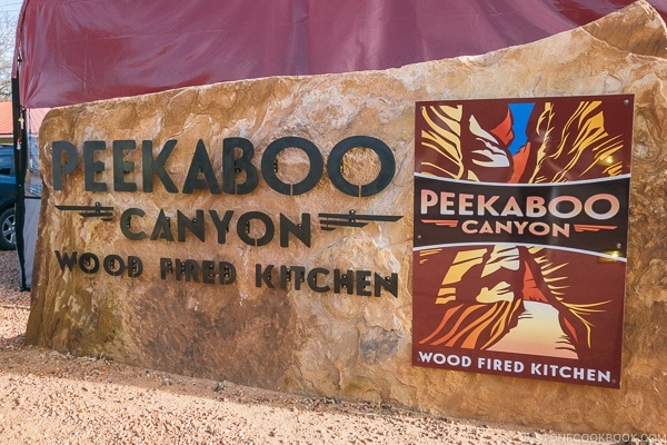 Peekaboo Canyon Wood Fired Kitchen sign Kanab Utah | justonecookbook.com