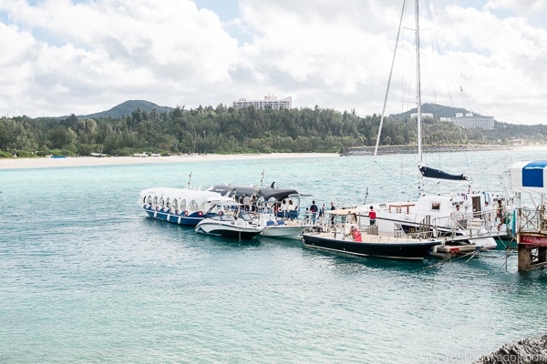 glass bottom boat dock at Busena Marine Park - Okinawa Travel Guide | justonecookbook.com