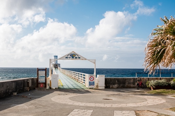 walkway to underwater observatory at Busena Marine Park - Okinawa Travel Guide | justonecookbook.com