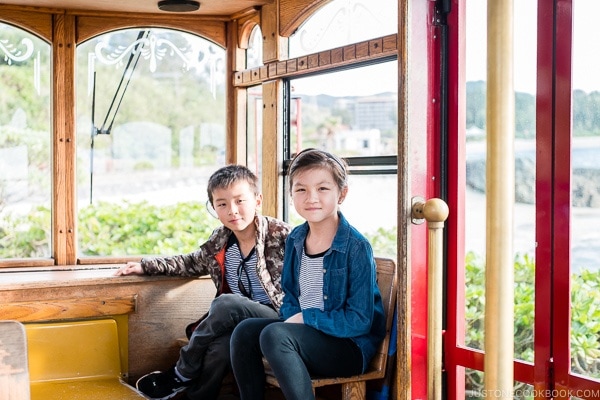 children on shuttle at Busena Marine Park - Okinawa Travel Guide | justonecookbook.com