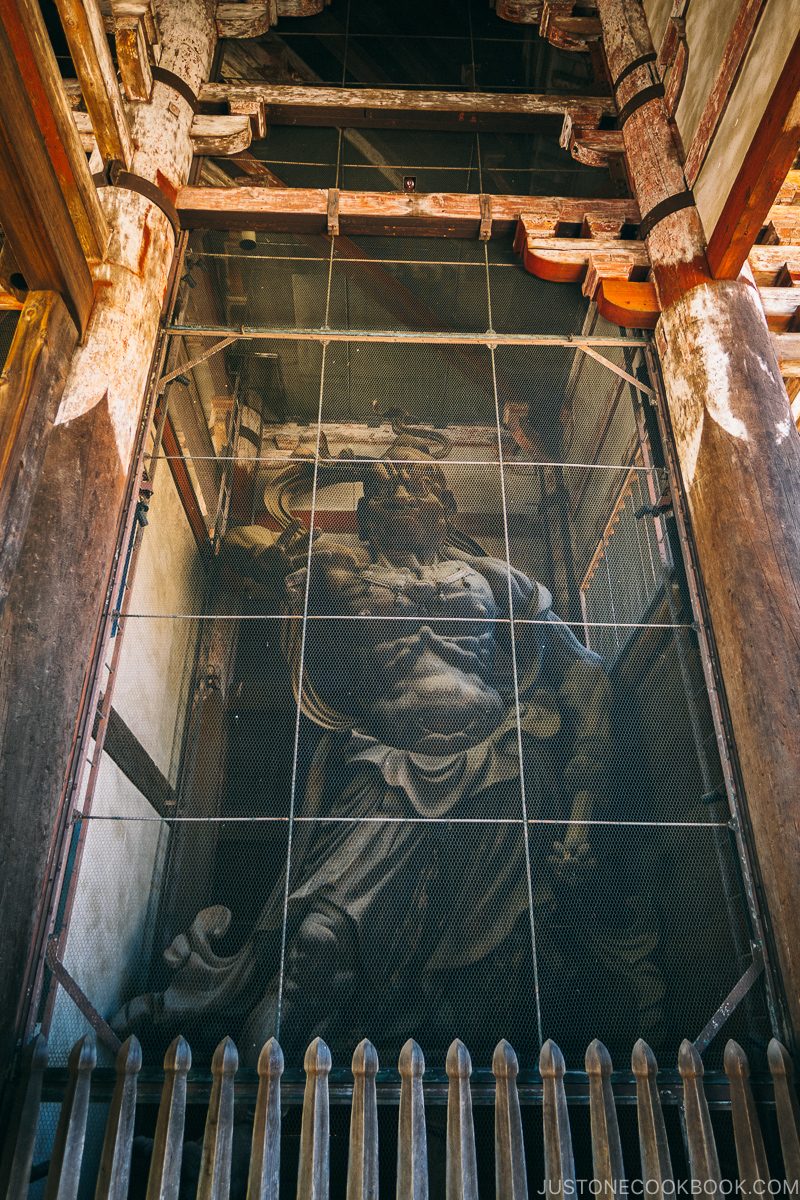Ni-ō (Two Kings) of Tōdai-ji statue inside Nandaimon Great South Gate - Nara Guide: Todaiji | www.justonecookbook.com