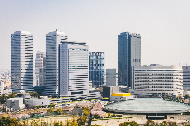 View from the observation deck at the top of Osaka Castle - Osaka Guide: Osaka Castle| www.justonecookbook.com