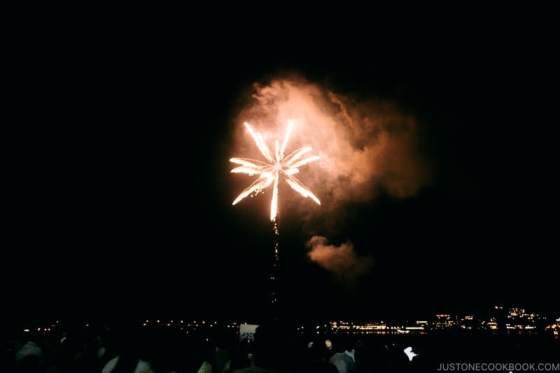fireworks at Lake Kawaguchi Fireworks Festival - Japan's Fireworks - Hanabi | www.justonecookbook.com