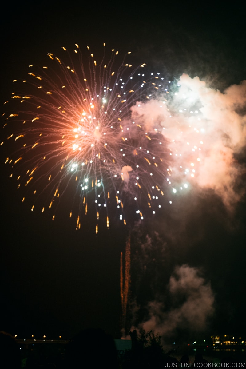fireworks at Lake Kawaguchi Fireworks Festival - Japan's Fireworks - Hanabi | www.justonecookbook.com