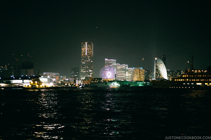 view of downtown Yokohama at night time - Japan's Fireworks Hanabi | www.justonecookbook.com
