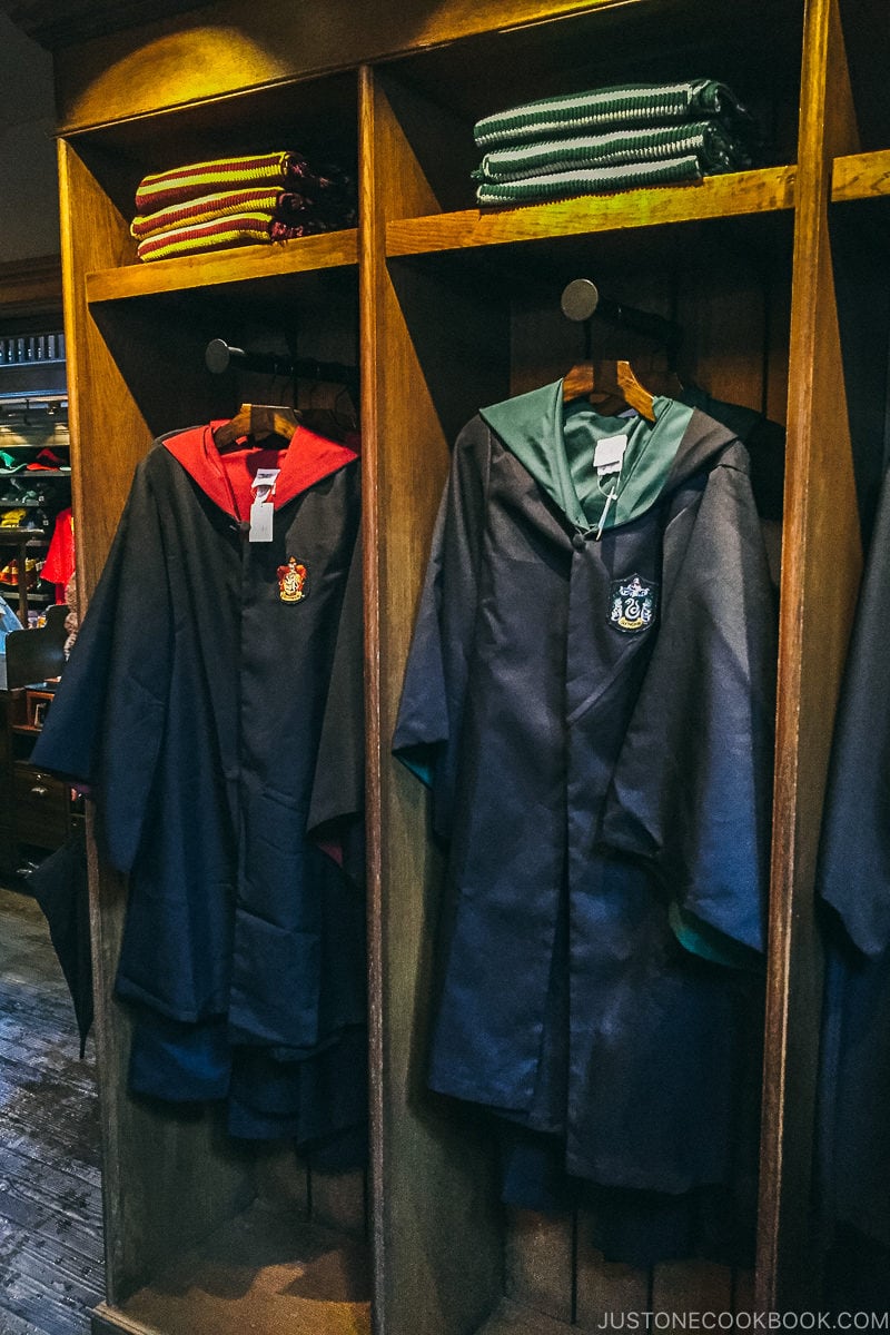 Hogwarts cloaks in the gift shop - Osaka Guide: Universal Studios Japan | www.justonecookbook.com