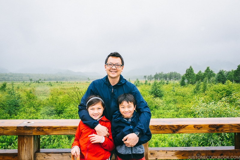 family posing in front of Senjogahara Marsh - Things to do around Lake Chuzenji | www.justonecookbook.com