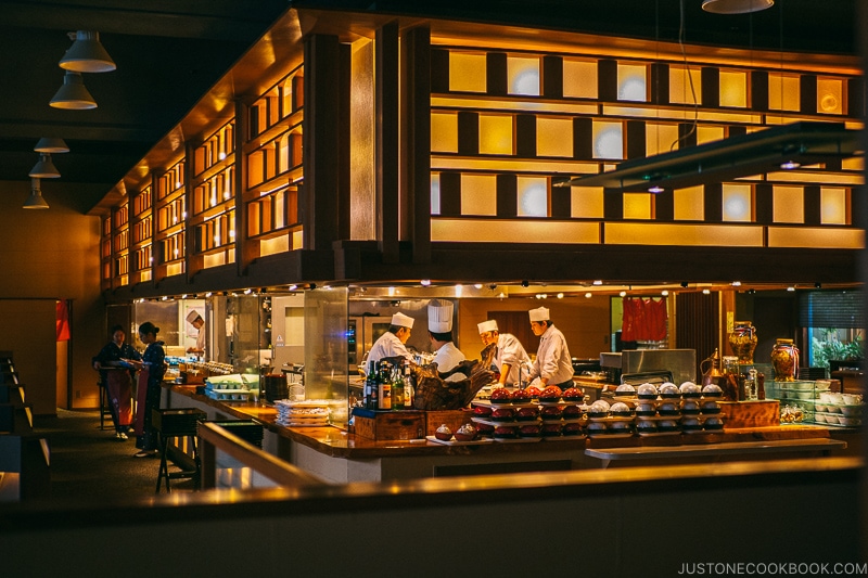 Open kitchen at Dining Mikuri at Hotel Kaneyamaen - Things to do around Lake Kawaguchi | www.justonecookbook.com 