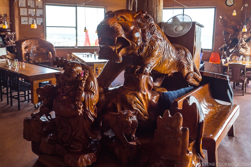 wood carvings of tiger and buddha - Yakushima Travel Guide | www.justonecookbook.com 