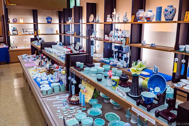 interior of porcelain shop at Okawachiyama Village