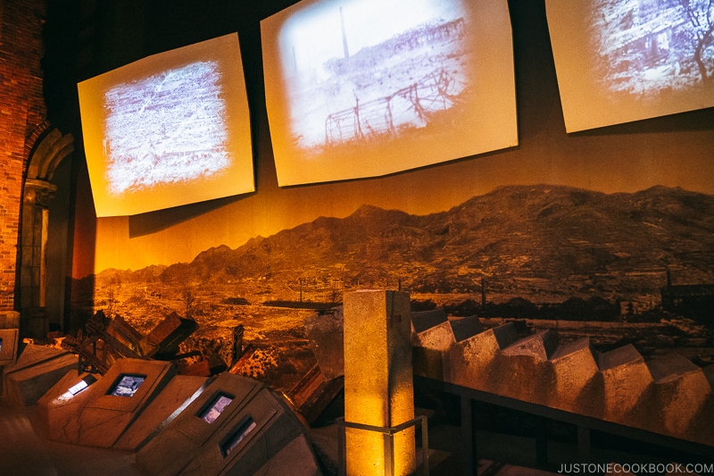 room showing damage caused by the atomic bomb