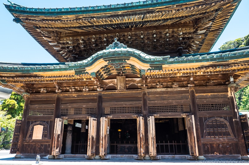 an old two story wood temple