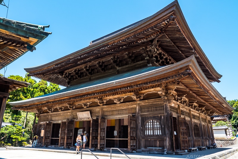 an old two story wood temple