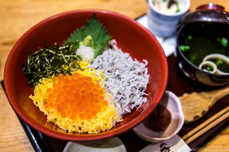 ikura with shirasu over rice