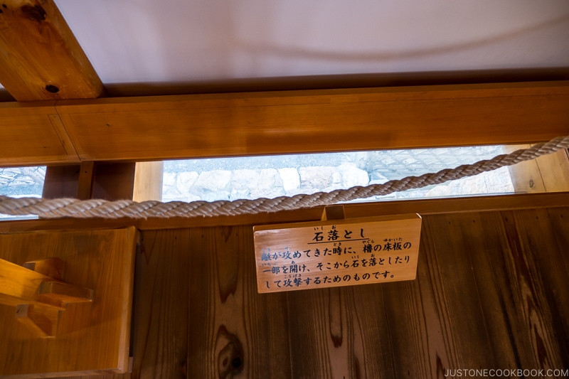 gap for throwing rocks down Hamamatsu Castle gate for defense