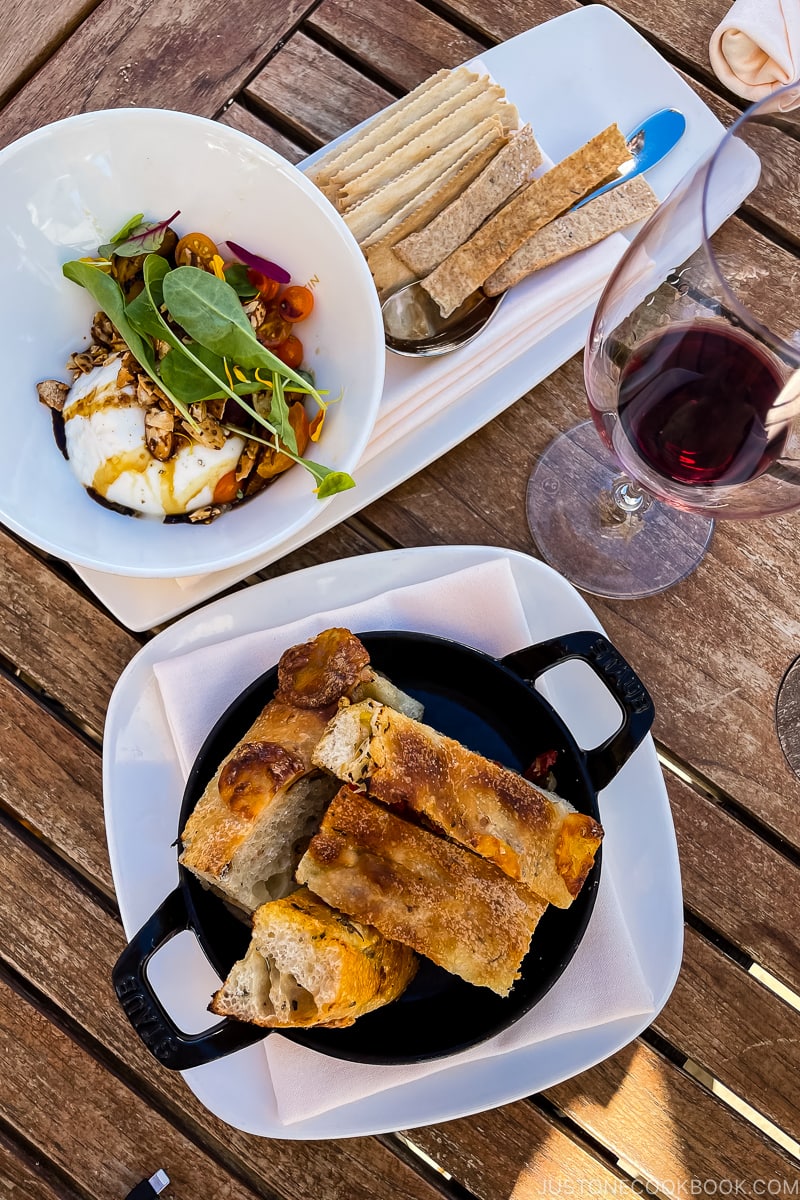 bread and salad on a table