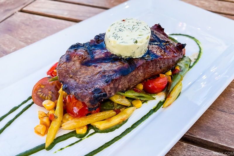 flatiron steak with chimichurri butter