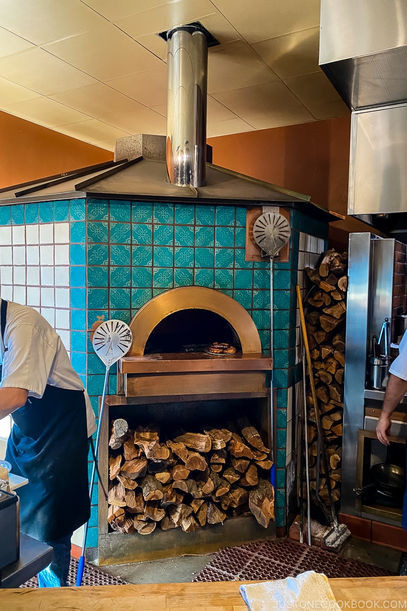 pizza oven inside a restaurant