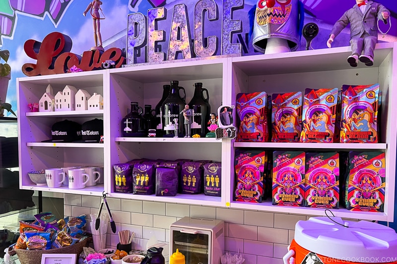 coffee bean bags on a shelf
