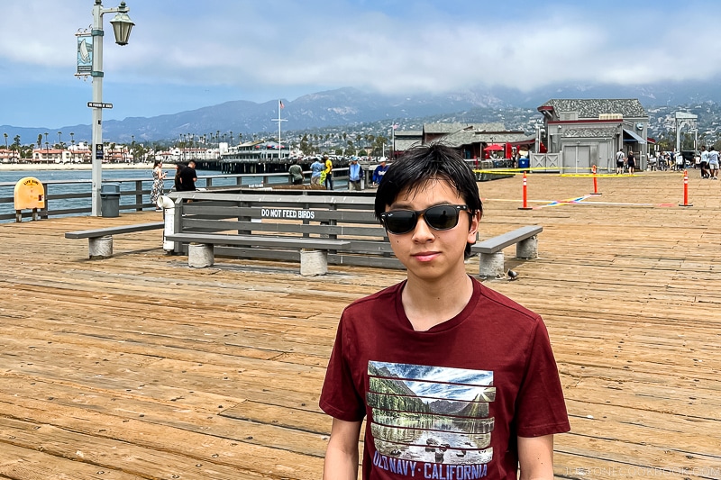 a boy on Stearns Wharf