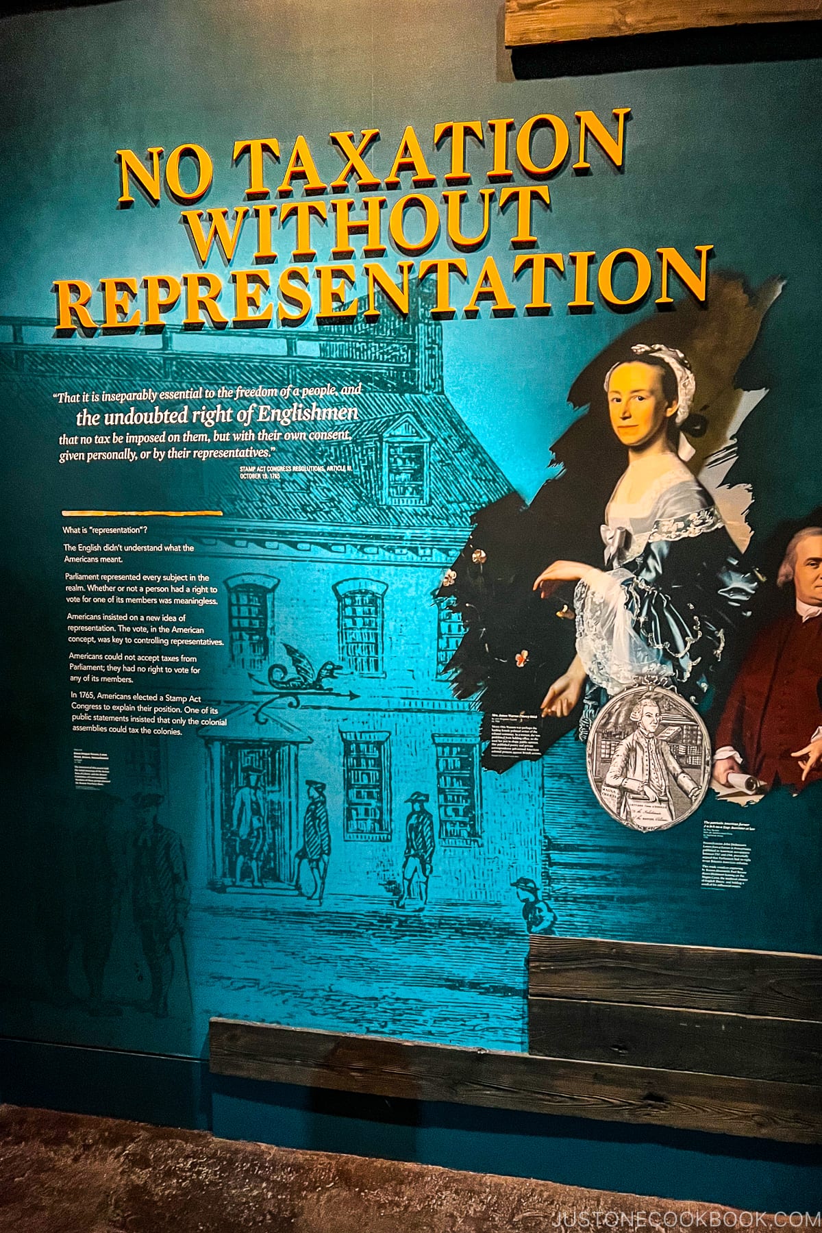 no taxation without representation text on a wall