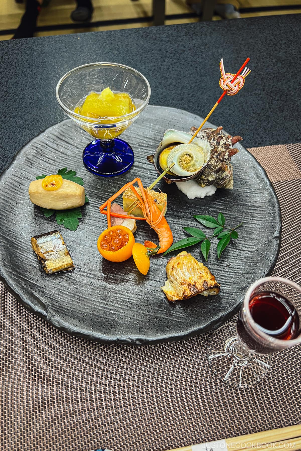 an assortment of seafood on a plate