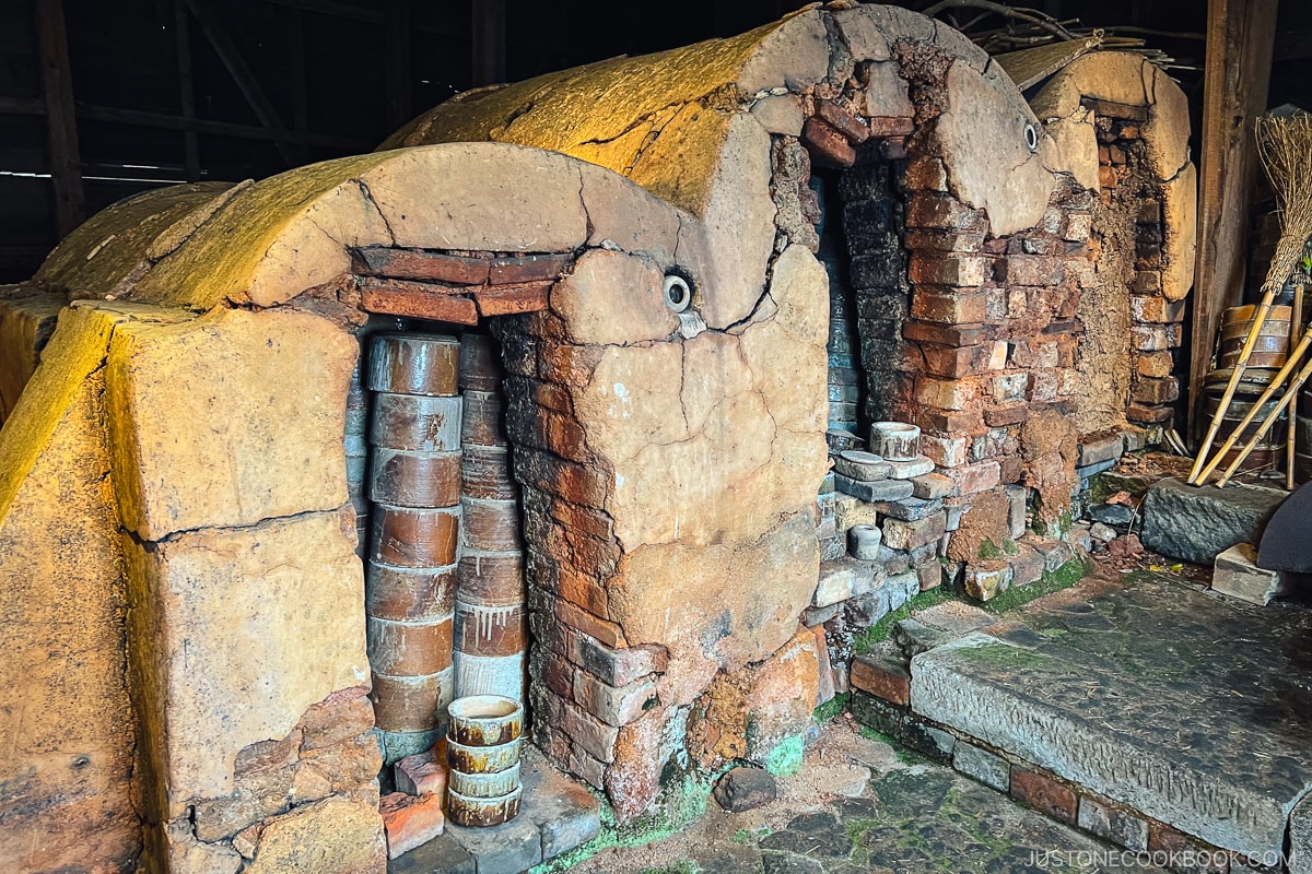 kiln with clay plates inside