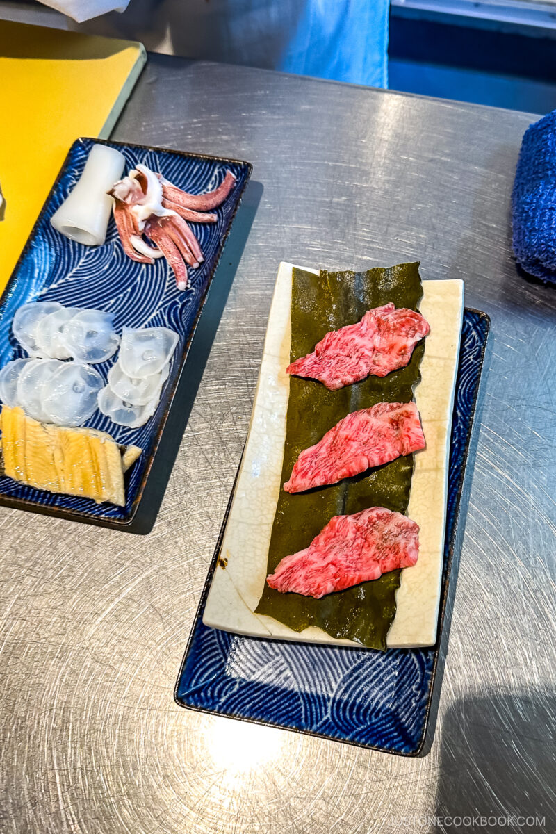 beef on a piece of kombu