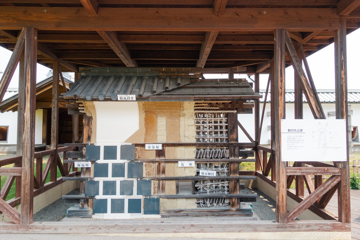 Display showing how the Kanazawa Castle walls are made
