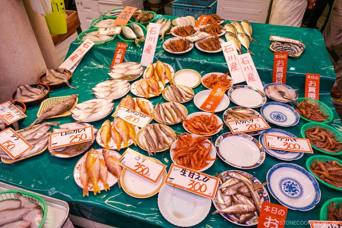Omicho Market stall selling fresh fish