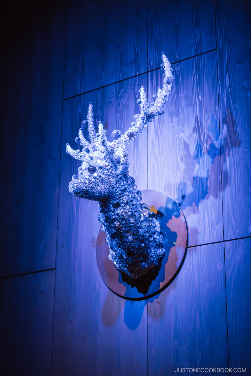Deer head made out of ball ornaments