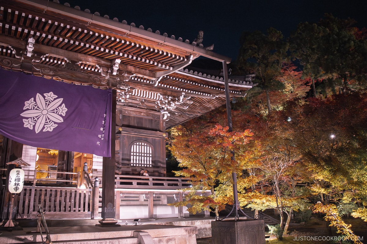 Illuminated temple during night time