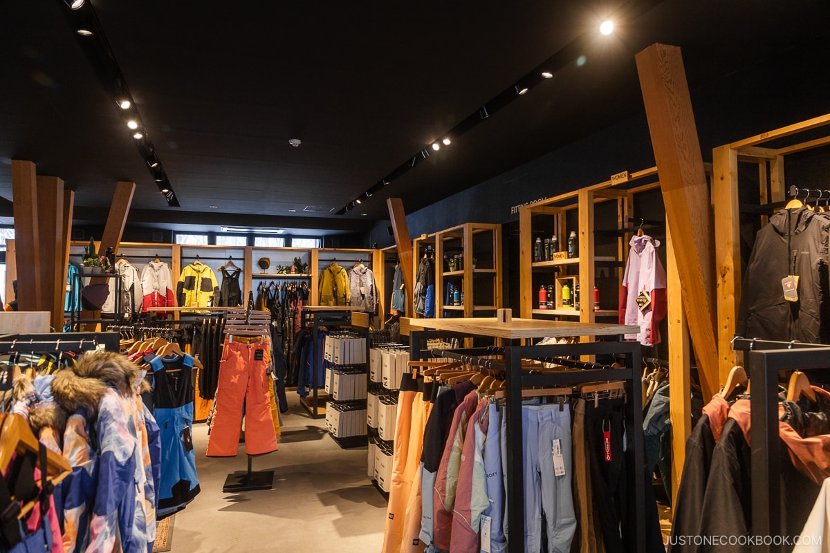 Rhythm shop in Niseko selling winter clothing