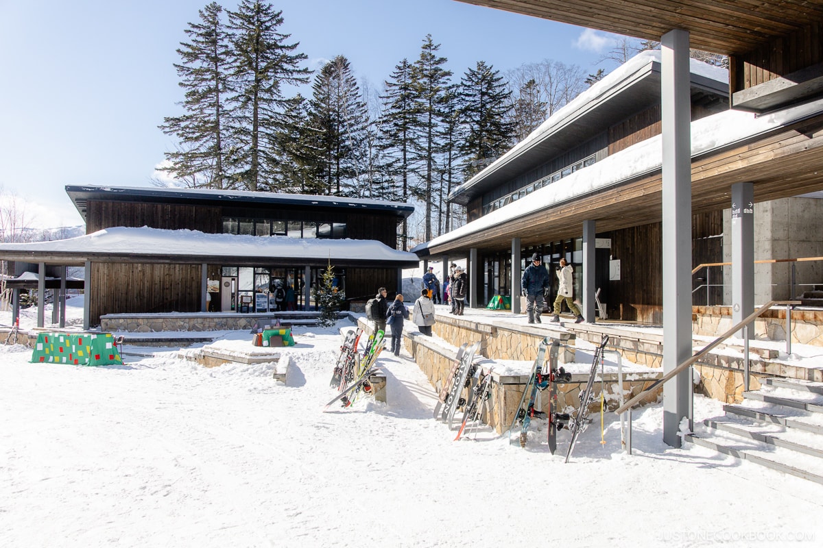 Restaurant courtyard covered in snow