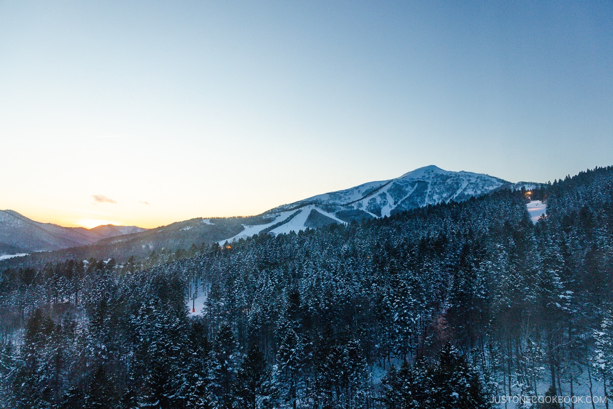 Tomamu Ski resort during sunset