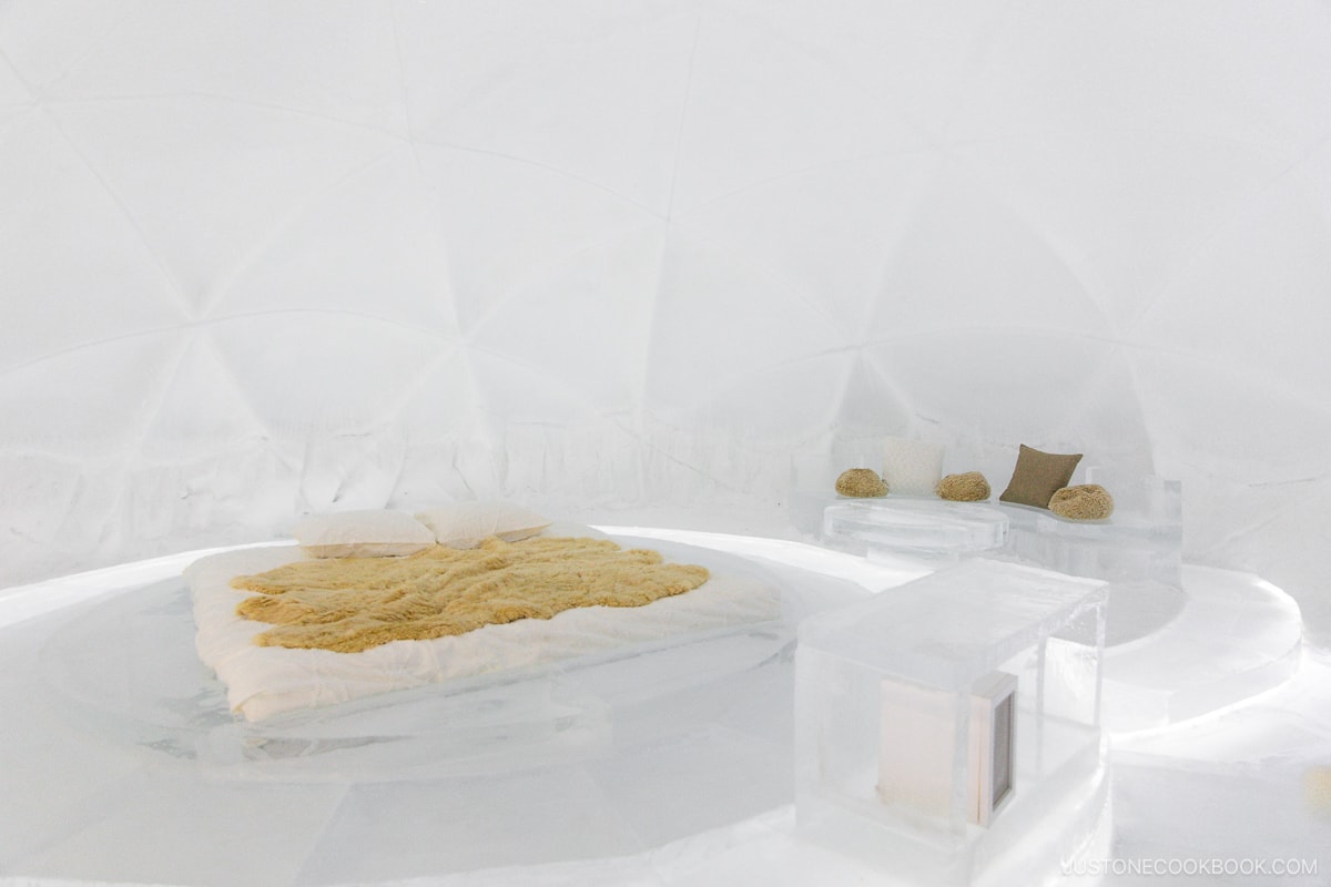 Hotel room made out of ice