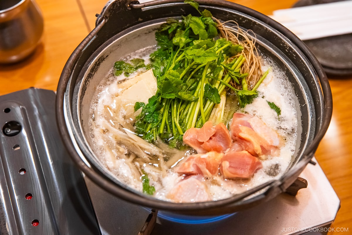 Seri Nabe with chicken thigh, burdock root and tofu