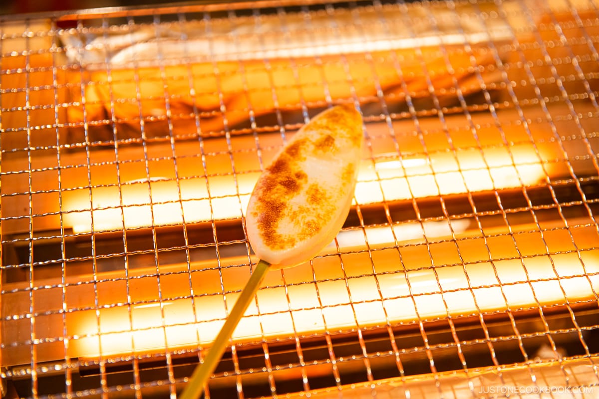Sasa Kamaboko cooking over a grill