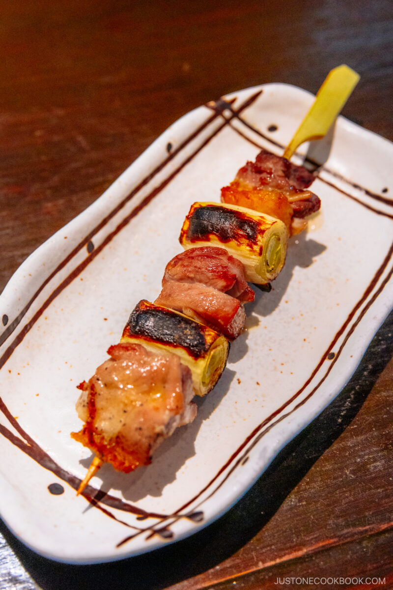 Chicken thigh and green onion yakitori