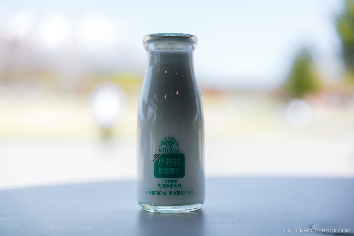 Glass bottle of milk