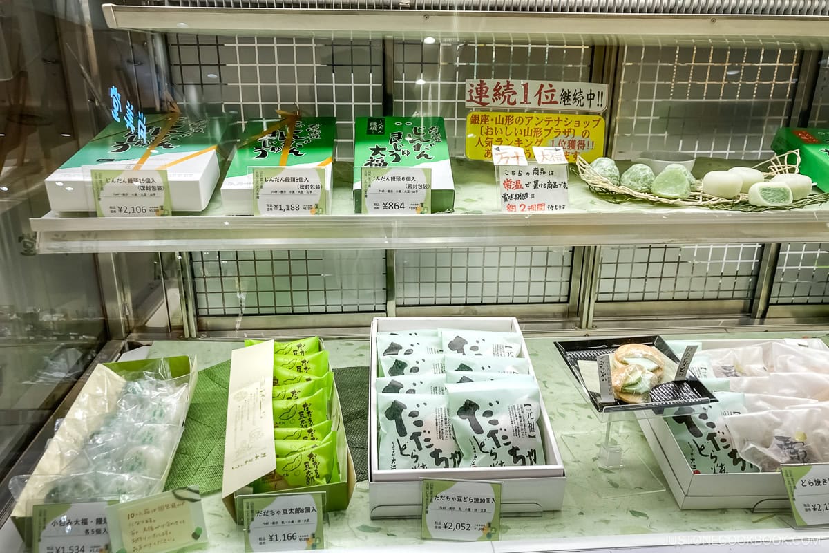 Sweets in a glass display
